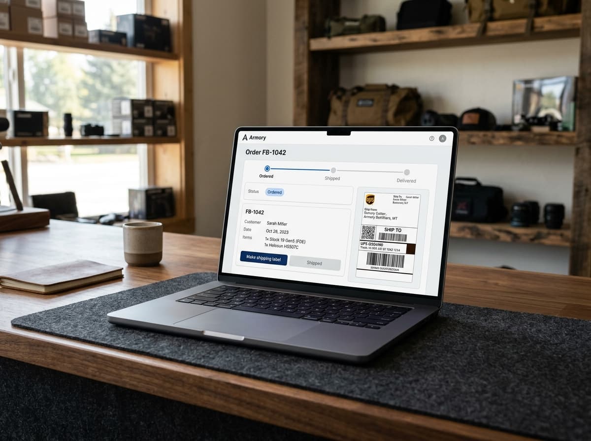 Order page with Make Shipping Label while status is Ordered